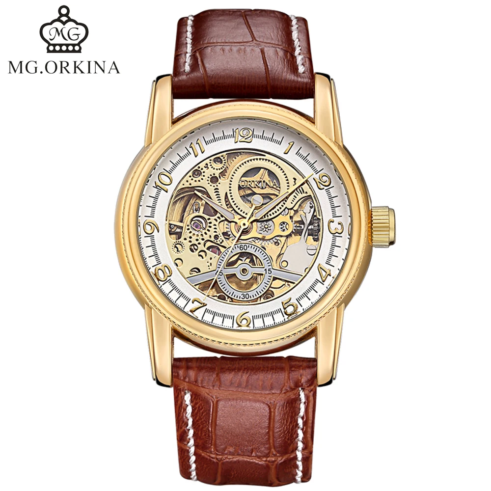 Мужские часы с золотым корпусом автоматическим обмоткой лучший бренд роскошные