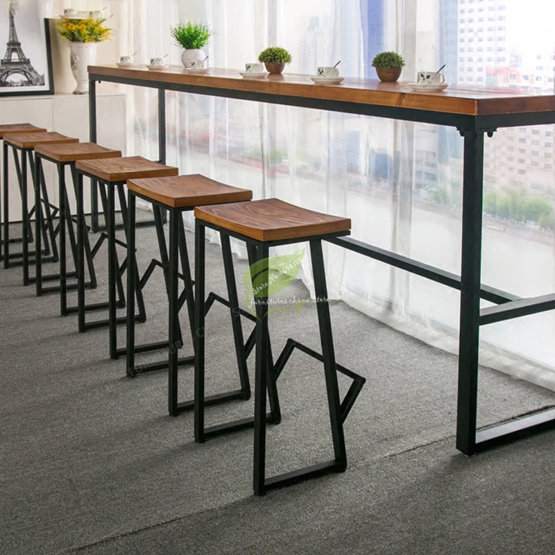 Барный стул из кованого железа 30% барный твердой древесины креативный барное