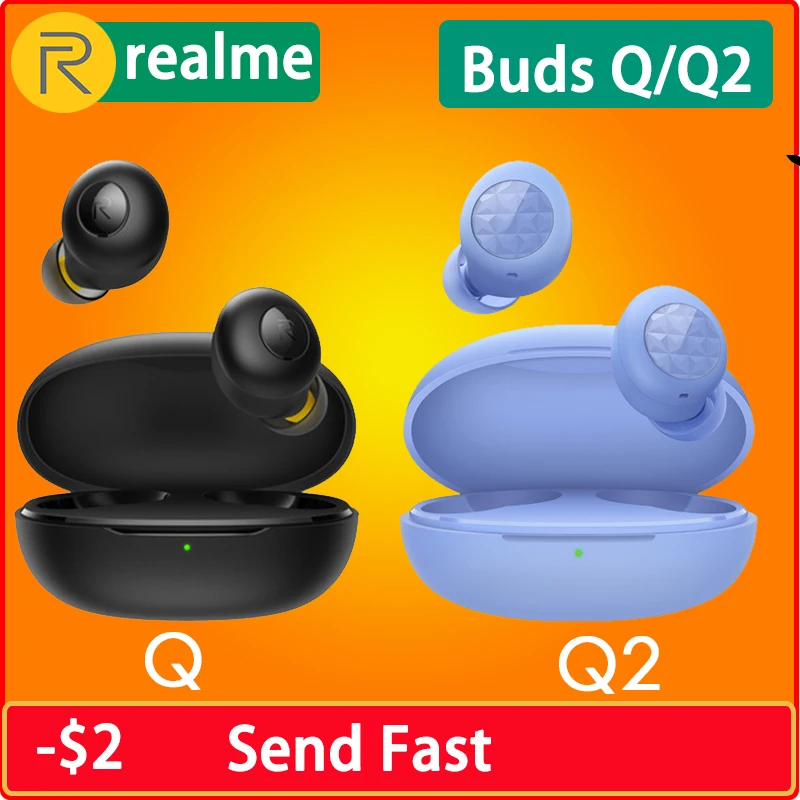 Bluetooth наушники Realme Buds Q Q2 TWS 400 мА с зарядным устройством|Наушники и гарнитуры| |
