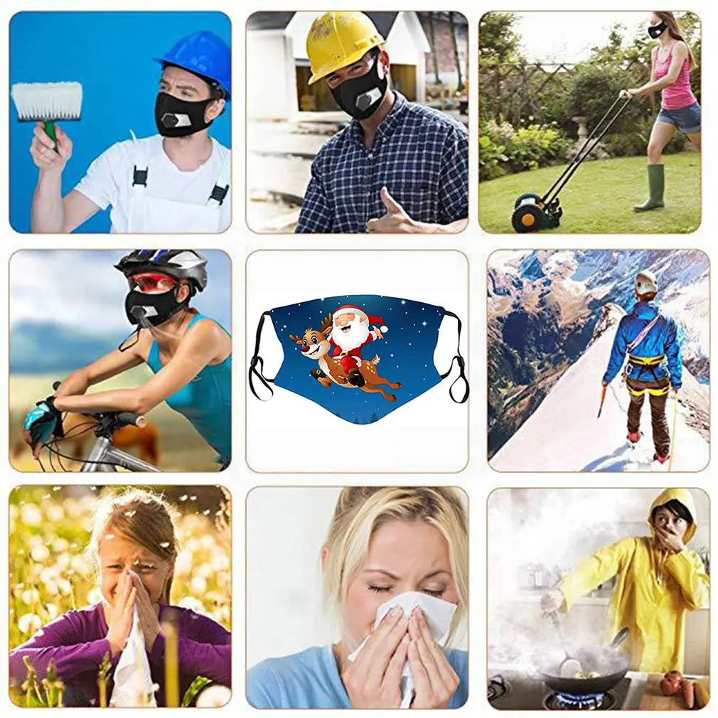 

Dust Mask Christmas Print Rescue Breathable Multi-purpose Face Cover Reuse Mask Facemask Mascarilla Proof Mask Filter