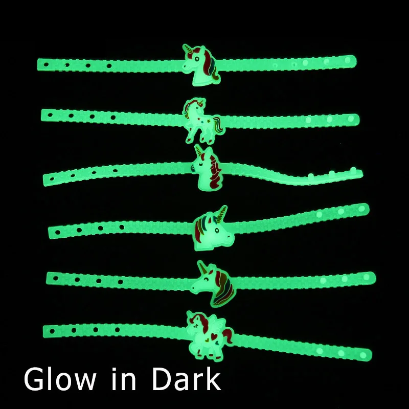 Креативный мультяшный светящийся Единорог силиконовый в темноте брелок браслет