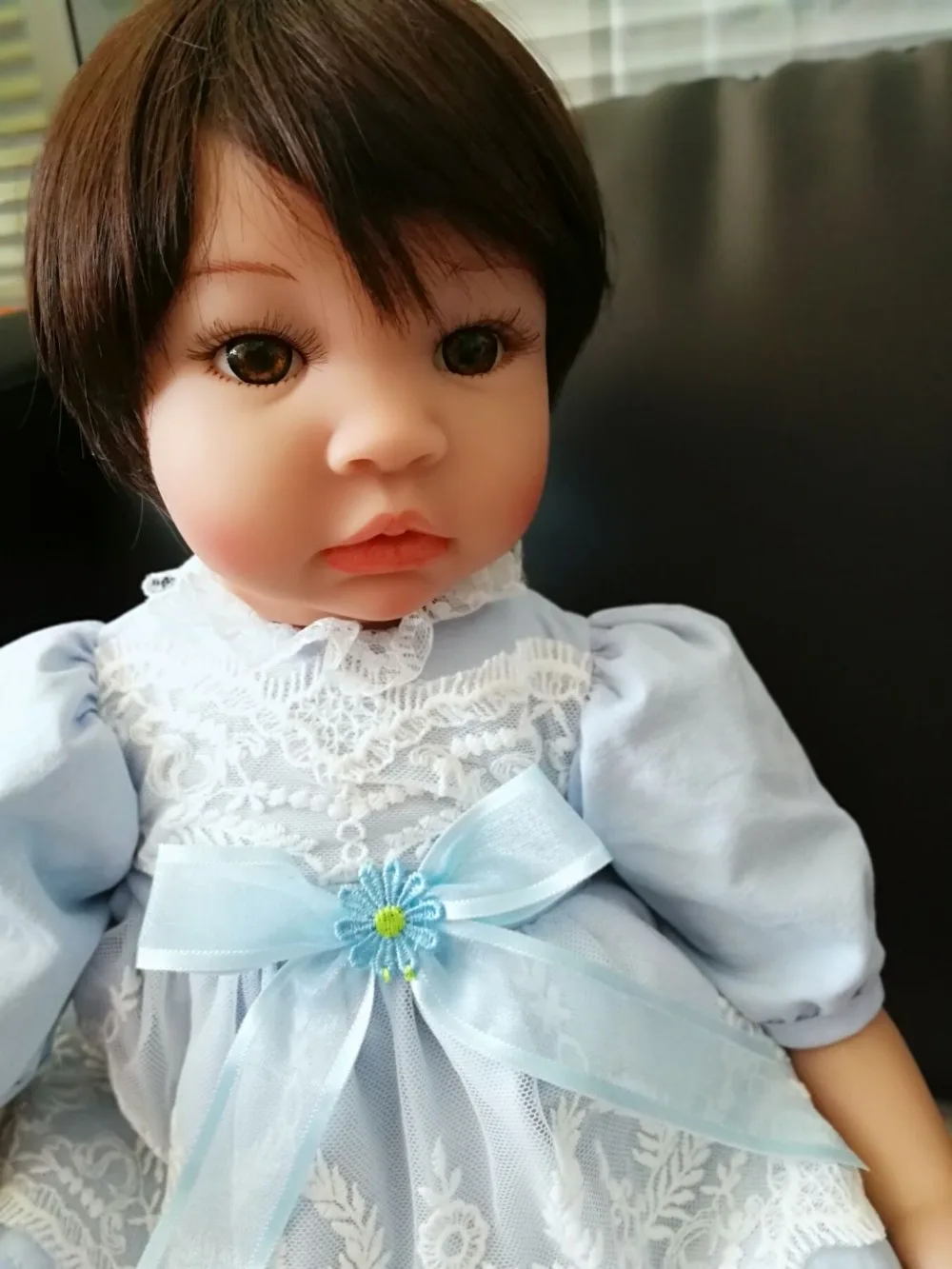 55 см модные короткие волосы 3/4 силиконовая виниловая Кукла Reborn Baby Doll Toys Girls Bonecas 22