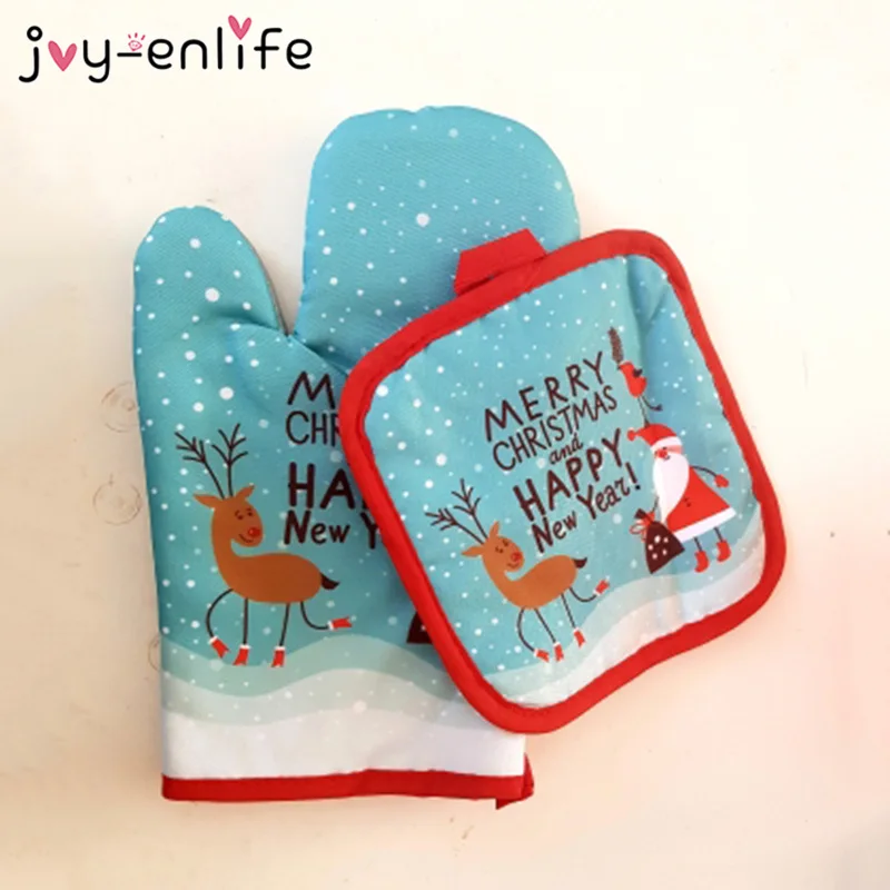 5pair Christmas Baking Anti-Hot Gloves Pad Oven Dining BBQ Kitchen Mat New Year 2021 Natal Noel Xmas Party Decoration Supplies | Дом и сад