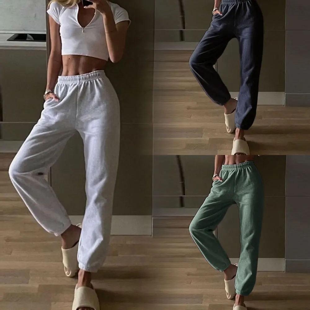 

Women's Sports Pants High-Waist Trousers Solid Color Party Dance Club Loose Running Jogger Bottoms Daily Wear Spring And Autumn