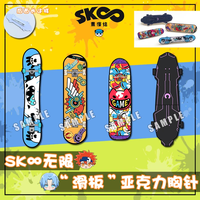 

Anime SK8 the Infinity SK EIGHT REKI MIYA LANGA Cute Skateboard Badge Button Brooch Pins Fashion Student Pendant Toy Cosplay