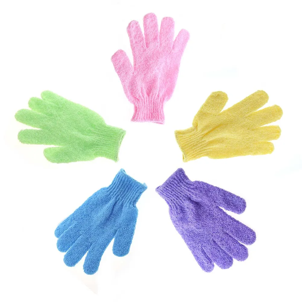 

1PC Five Fingers Bath Gloves Candy Color Bath Dew Scrubber Cleaning Brush Sanitary Ware Glove Spa Exfoliating