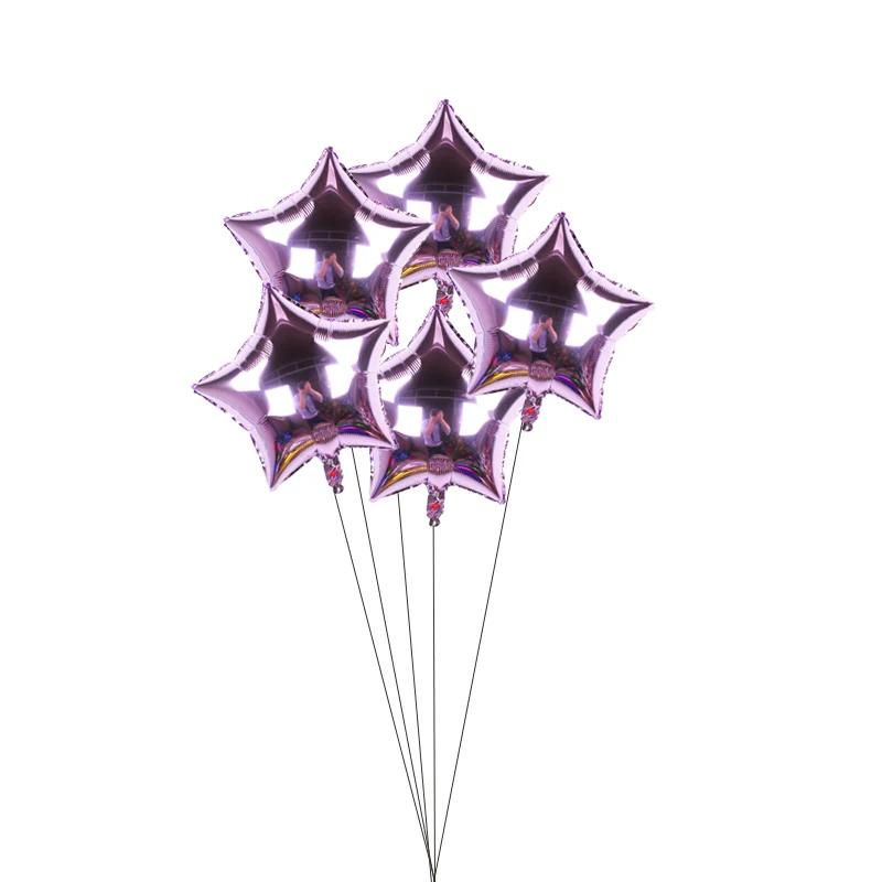 5 Light purple WJX 5 шт. 18 дюймов золотой синий шар звезда из фольги сердце Свадебные воздушные шарики праздник в честь рождения ребенка, Рождество Красный Зеленый Звезда Дети шарики на день рождения - Цвет: 5 Light purple WJX