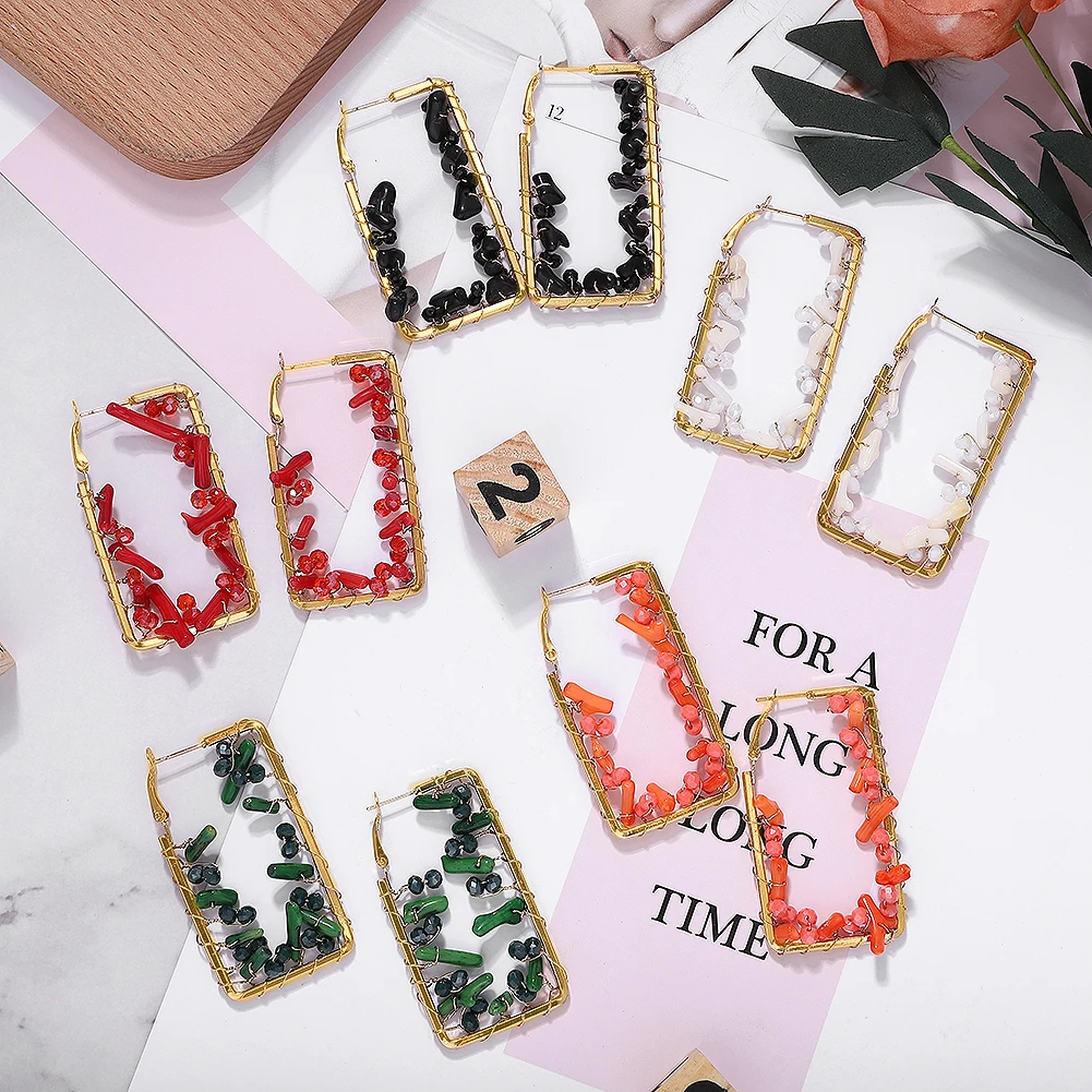 Модные корейские серьги капельки из сплава женские массивные с кристаллами