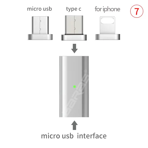 GARAS Micro USB-Type C/| ightning Магнитный адаптер для iPhone/Android 3в1 кабель для передачи данных конвертер адаптер Micro USB-Type C - Цвет: micro to 3in1