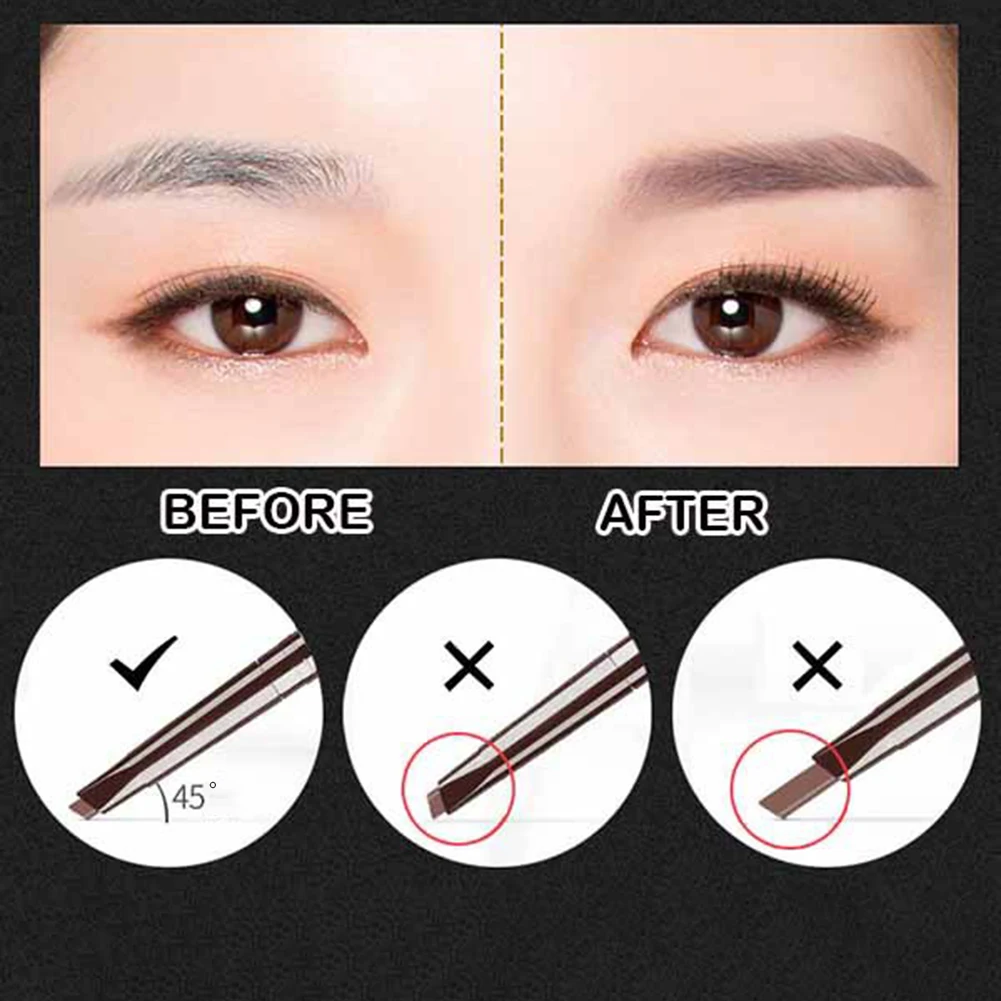 

New Double-headed Eyebrow Pencil Dual-use Automatic Natural Ingredients Rotation Waterproof Long-lasting Brush Eyebrow Pencil