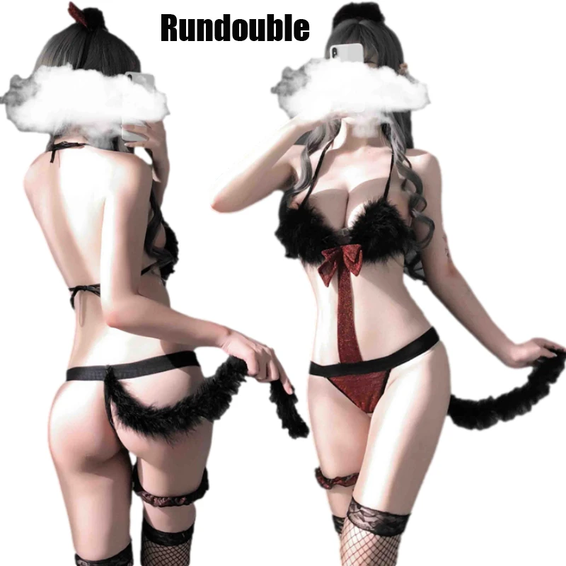 

Женское сексуальное нижнее белье для девушек, бюстгальтер для ролевых игр с котом, комплект нижнего белья, ночная рубашка, Костюм Тедди, кос...