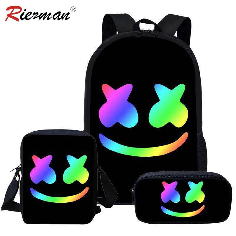 Рюкзак RIEZMAN горячая распродажа 3 шт./компл. Marshmello школьные ранцы для девочек и