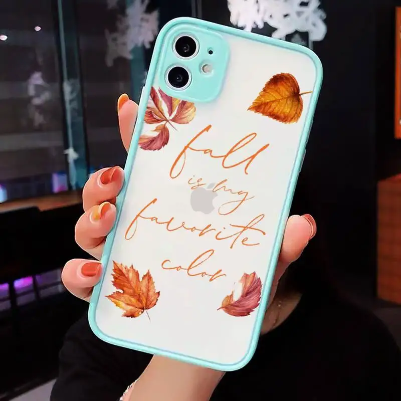 

Pumpkin happy fall Fallen leaves Phone Case matte transparent For iphone 7 8 11 12 plus mini x xs xr pro max cover