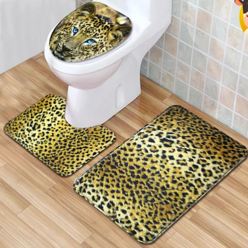 3 шт./компл. Противоскользящий коврик для ванной с тигровым леопардовым узором