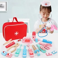 wemmicks wooden kid simulation doctor injection toy set role playing toy parent child interactive game educational toys
