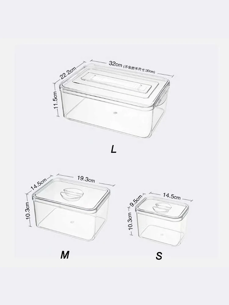 

PET Refrigerator Storage Box with Lid Sealed Transparent Separate Kitchen Fresh-keeping Food for Vegetable Fruit Meat Organizer