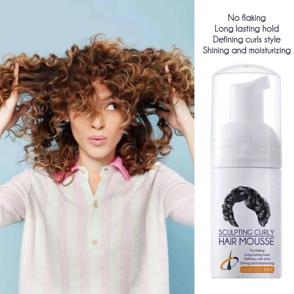 

30ml No Flaking Hair Curl Mousse Shaping Curly Styles Natural Curl Boost Sculpting Hair Bounce Cream for Female