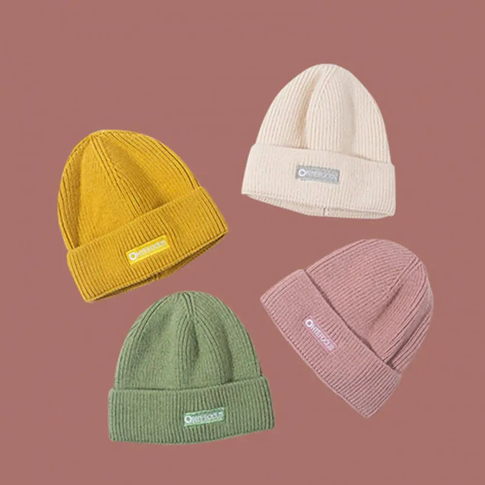 

Autumn Winter Beanies Caps Fashion Unisex Letter Embroidery Solid Color Warm Knitted Beanie Cap Hat for Boys Girls Hip Hop Hats