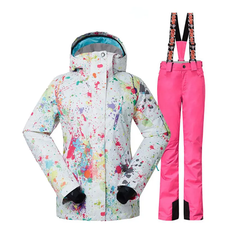 Gsou зимняя женская куртка зимний Сноубординг одежда водонепроницаемый ветрозащитный лыжный костюм лыжные куртки и нагрудники зимние штаны - Цвет: picture jacket pant