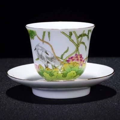 Цзиндэчжэнь чайная чашка эмаль ручная роспись цветы и птицы кунг - Цена: 1 684,12 руб.