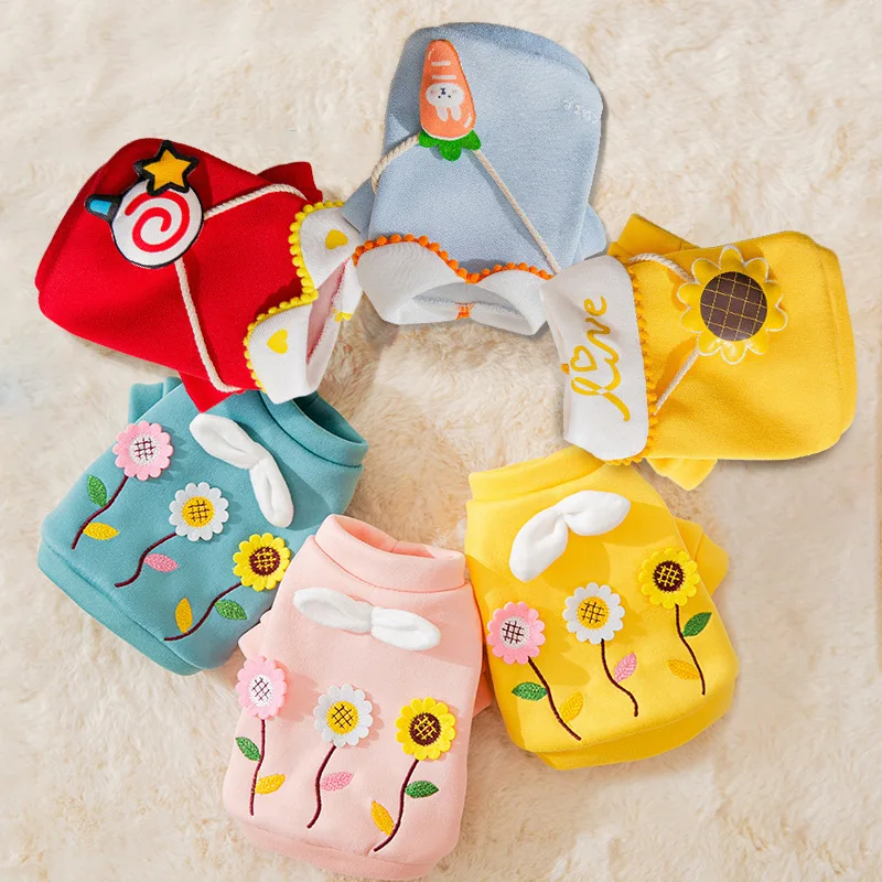 

2022 Spring Autumn Pet dog clothes costume winter cute cartoon puppy sweater suit for small dogs cats chihuahua teddy clothing