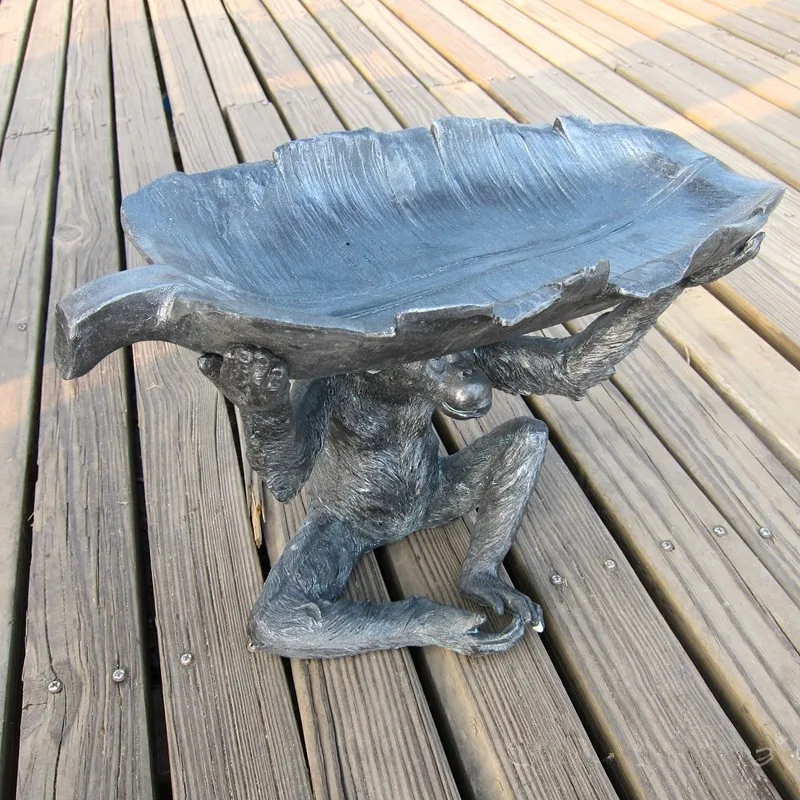 

Gorilla Monkey Banana Leaf Fruit Candy Tray Wine Rack Wilderness Forest Home Decorations Business Gift M3185