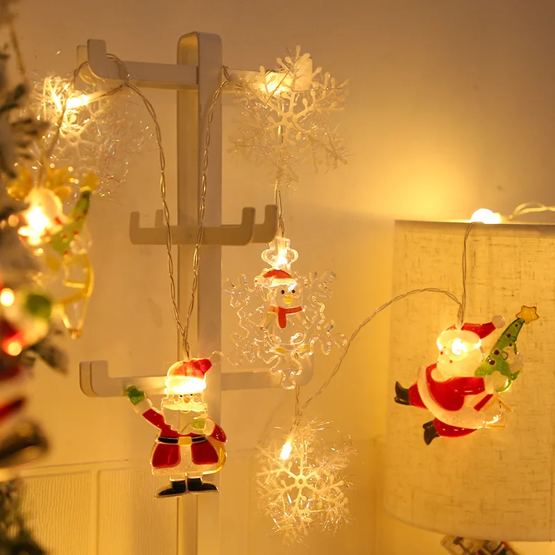 

2M 10LED Santa Claus and Snowflake LED String Lights for Xmas Garden Patio Bedroom Party Decor Indoor Celebration Lighting,