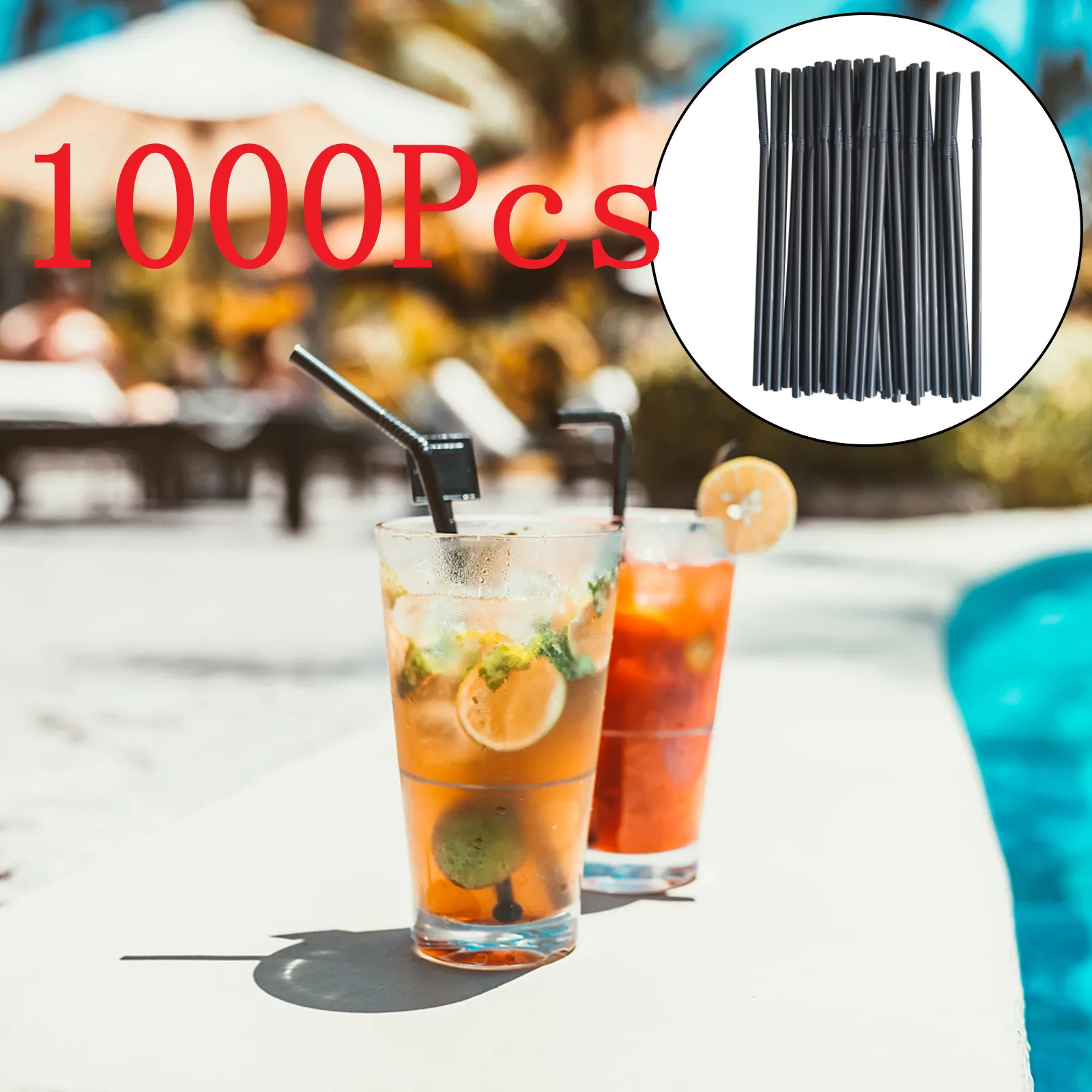 

1000Pcs/set 21*0.6cm Black Cocktail Straws Black Plastic Straw For Birthday Wedding Decorative Party Event Drinking Straws #40