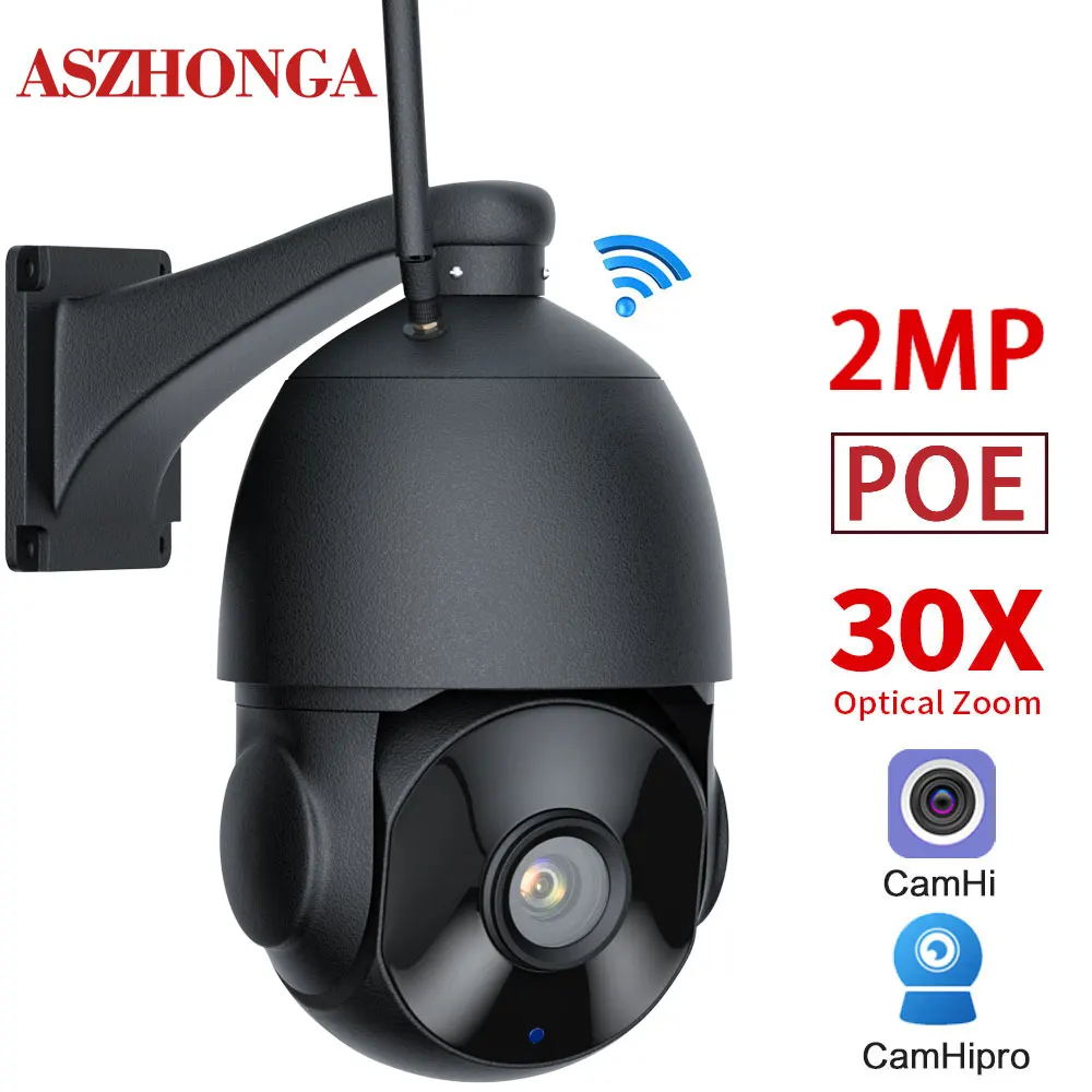 

WIFI 1080P 2MP POE Security IP Camera Wireless HD 30X Zoom PTZ Outdoor Dome CCTV Surveillance Cam CamHi IR Night Vision