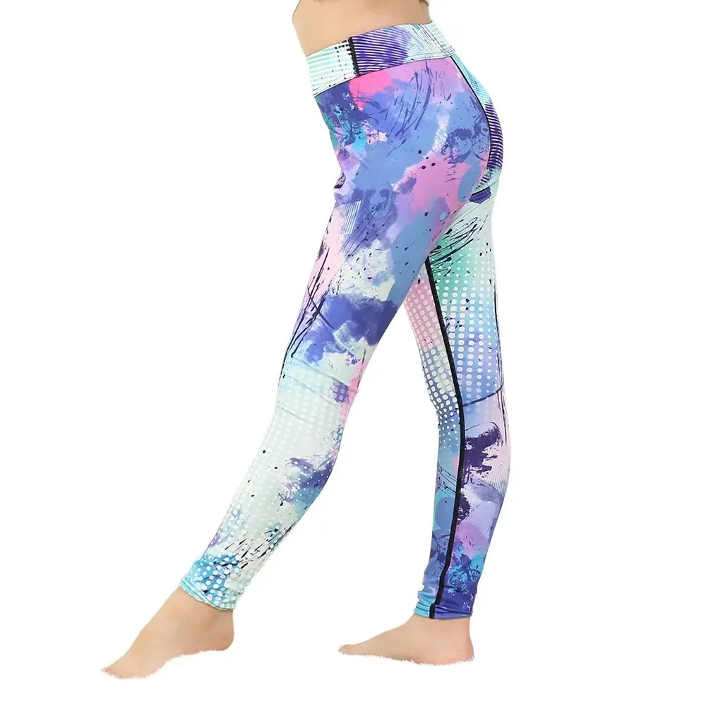 Спортивные штаны для девочек черные белые йоги с 3D рисунком школьные детские