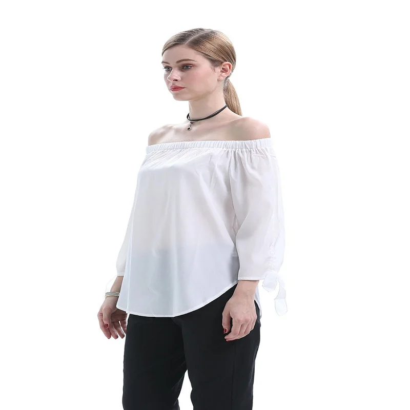 

In Europe And The Fall 2021 New Sexy Loose Dew Shoulder Dress 7 Minutes Of Sleeve One Word Led The Blouse
