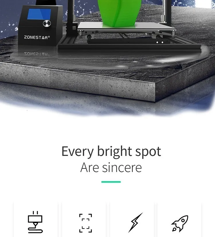 ZONESTAR Z10 Lager Размер 3d принтер одиночный/двойной экструдер Автоматическое Смешивание цвета с закаленным стеклом Горячая кровать быстро собранный