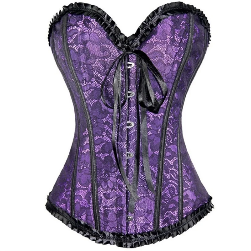 

Overbust Corset Sexy Lace Plus Size Erotic Zip Floral Women Bustier Corset Lingerie Tops Fashion Waist Trainer Bustiers Corsets