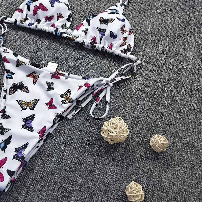 

Bikini 2021Butterflies Pattern Swimsuit Women Swimwear Push Up Bikini Set Biquini Brazilian Summer Beach Bathing Suit Swim Wear