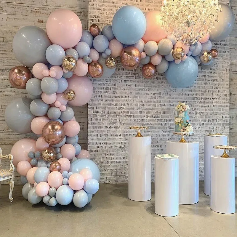 Macaroon воздушный шар гирлянда Арка набор пастели розовый серый синий золотой