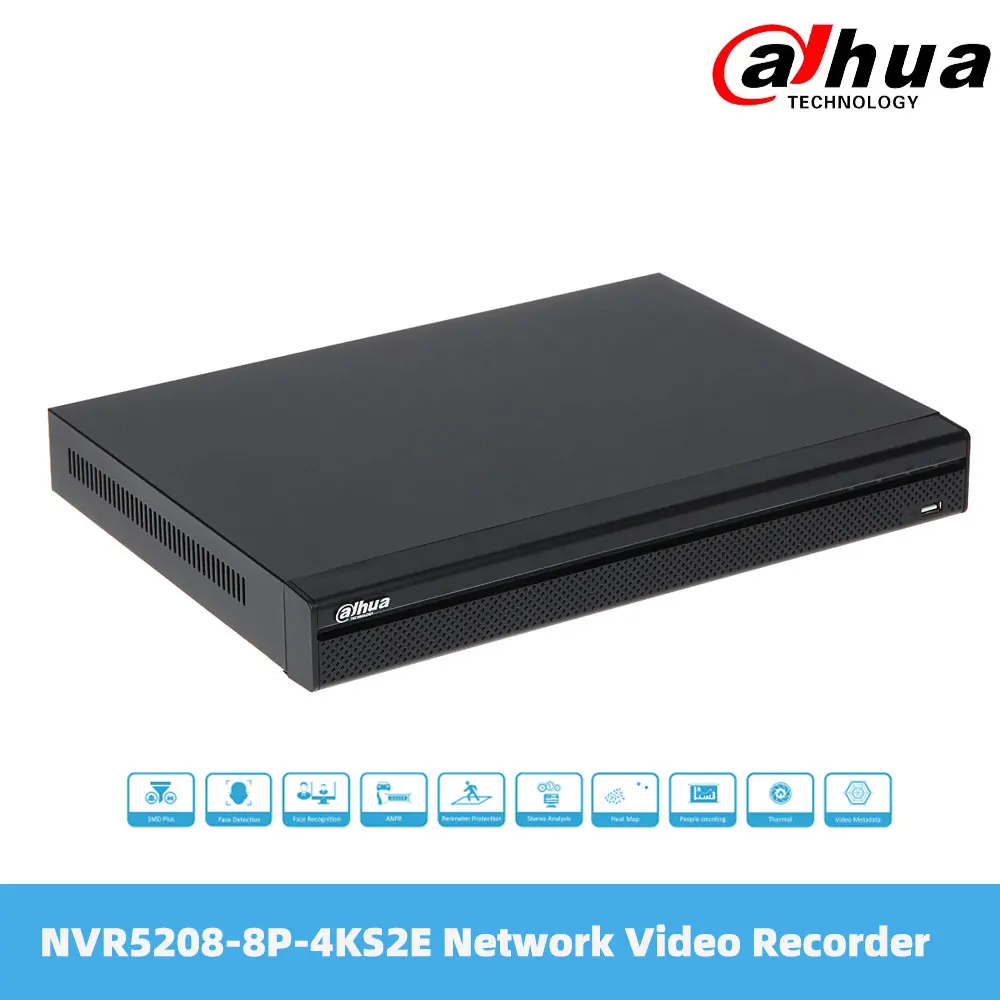 

Dahua NVR5208-8P-4KS2E 8 Channel 1U 2HDDs 8PoE 4K & H.265 Pro Network Video Recorder With 2SATA IP Access