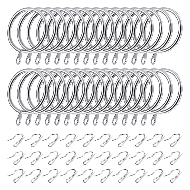 

30 шт металлический драпировки кольца для занавесок подвесные кольца и 30 шт. занавес драпировки Крючки-шпильки для оконная занавеска для душ...