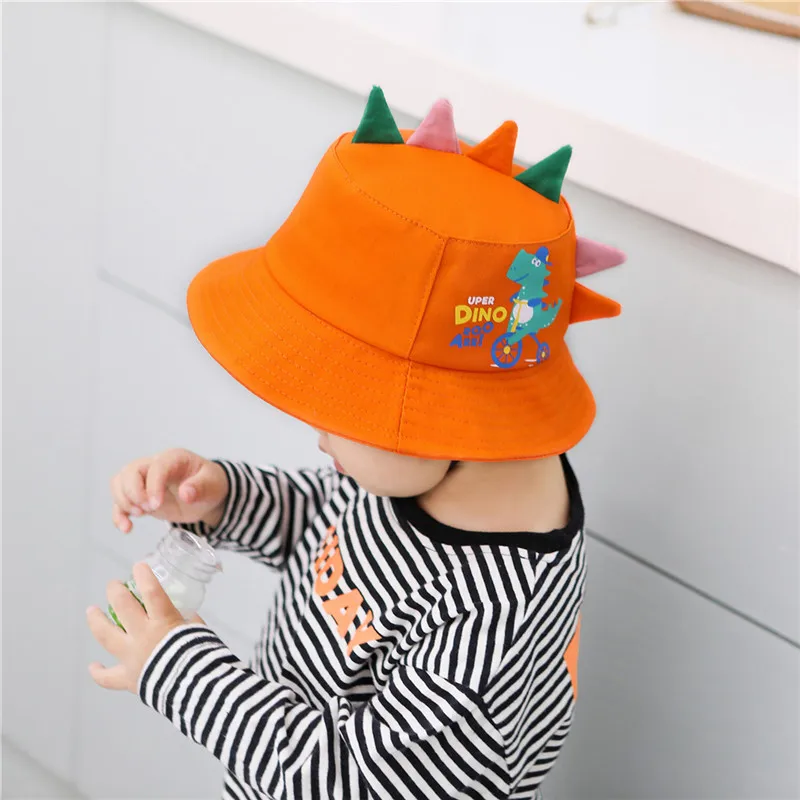 Панама для мальчиков и девочек детская шапка с мультяшным динозавром летняя