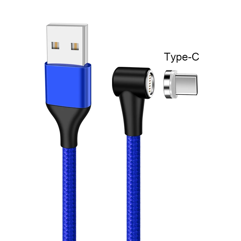Магнитный Micro USB кабель для iPhone 11 Pro Max провод для быстрой зарядки usb type C L изгиб магнит провод мобильного телефона для samsung 3.0A - Цвет: Blue Type C Cable