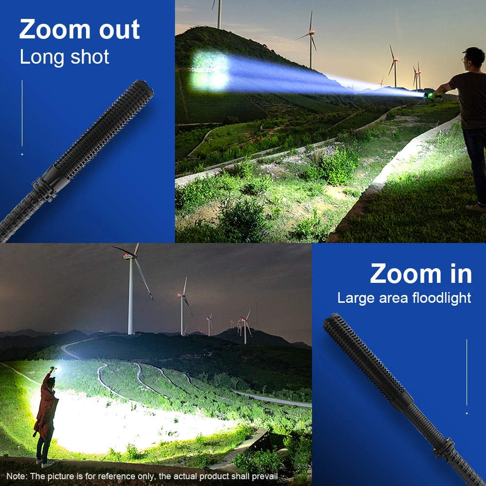 

XHP50.2 Powerful Tactical Flashlight 18650 Self-defense Torch Light Zoom Rechargeable LED Lantern Bright Waterproof Work Lamp T6