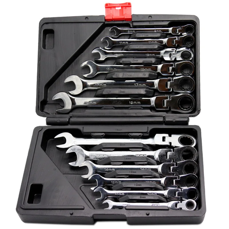 

72 tooth set of 12 movable head dual-use ratchet wrench set fast mechanical repair auto repair multi-function wrench tool set