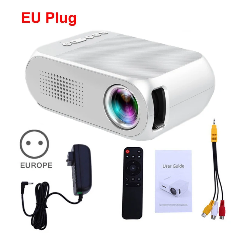 White EU Plug YG320 мини-проектор YG300 обновление Portatil Светодиодный прожектор Аудио HDMI USB мини-проектор домашний кинотеатр медиаплеер - Цвет: White EU Plug