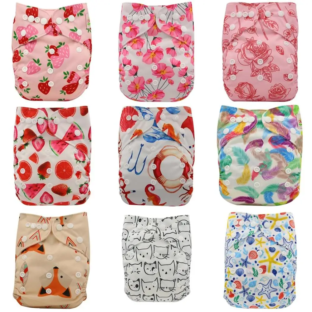 Моющиеся тканевые подгузники Ohbabyka регулируемые замшевые для новорожденных