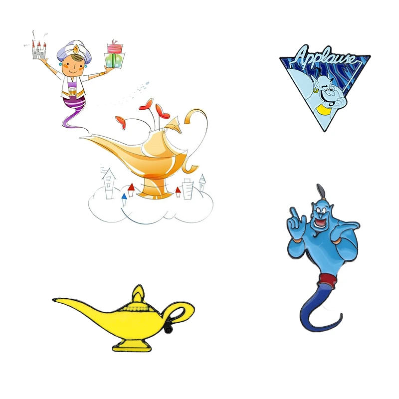 Волшебная брошь в форме лампы эмалированные булавки мультяшная металлическая