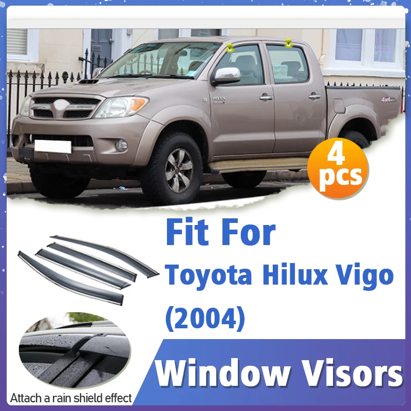 Window Visor Guard for Toyota Hilux Vigo 2004 4pcs Vent Cover Trim Awnings Shelters Protection Sun Rain Deflector Accessories