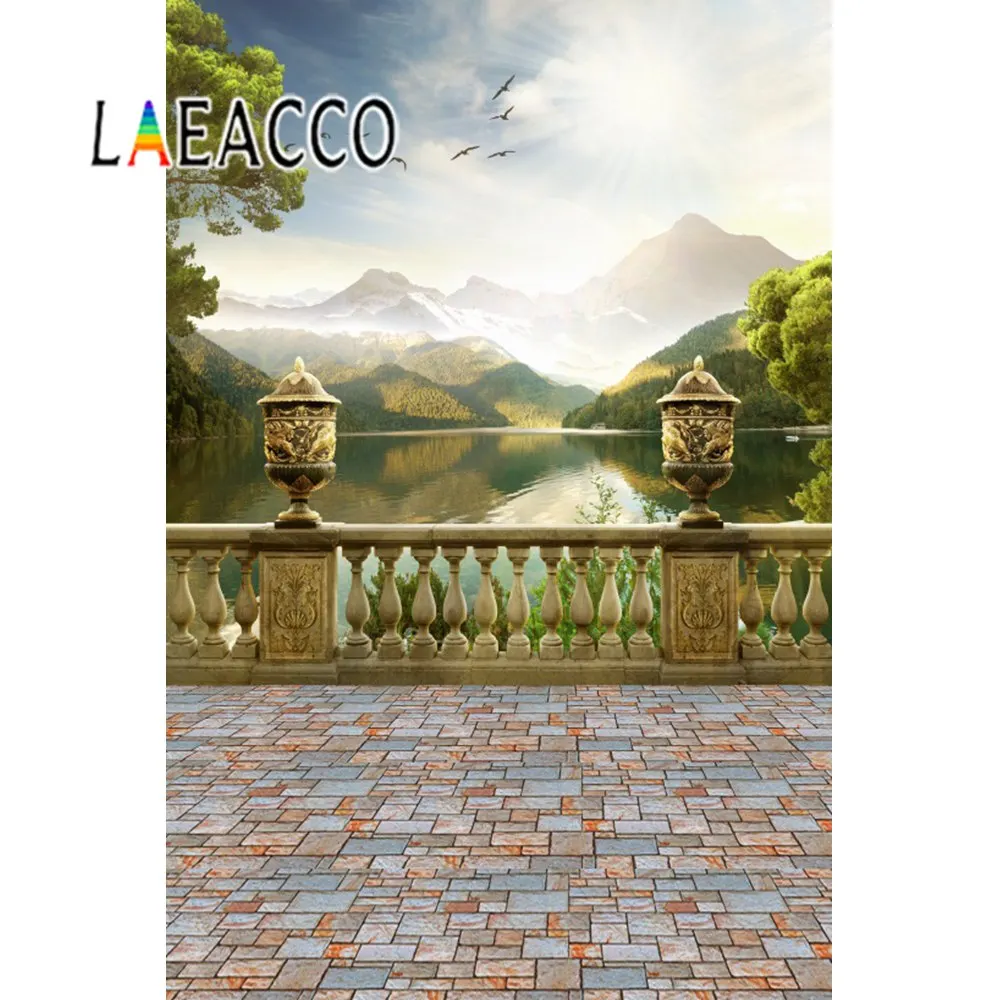 Laeacco Старый город перила крыше голубь цветы дерево Весна Вид живописные