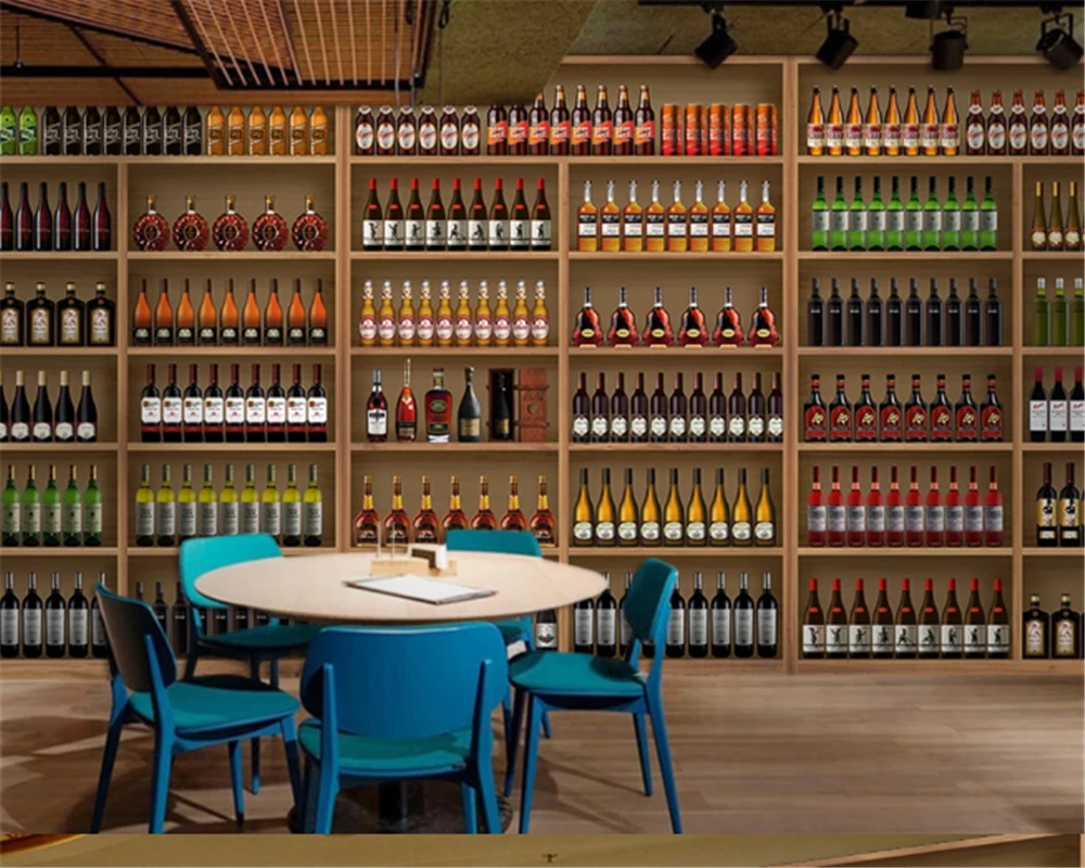 

beibehang Custom size wallpaper music fashion trend 3D stereo 3D wine bottle bar KTV mural background wall behang wallpaper