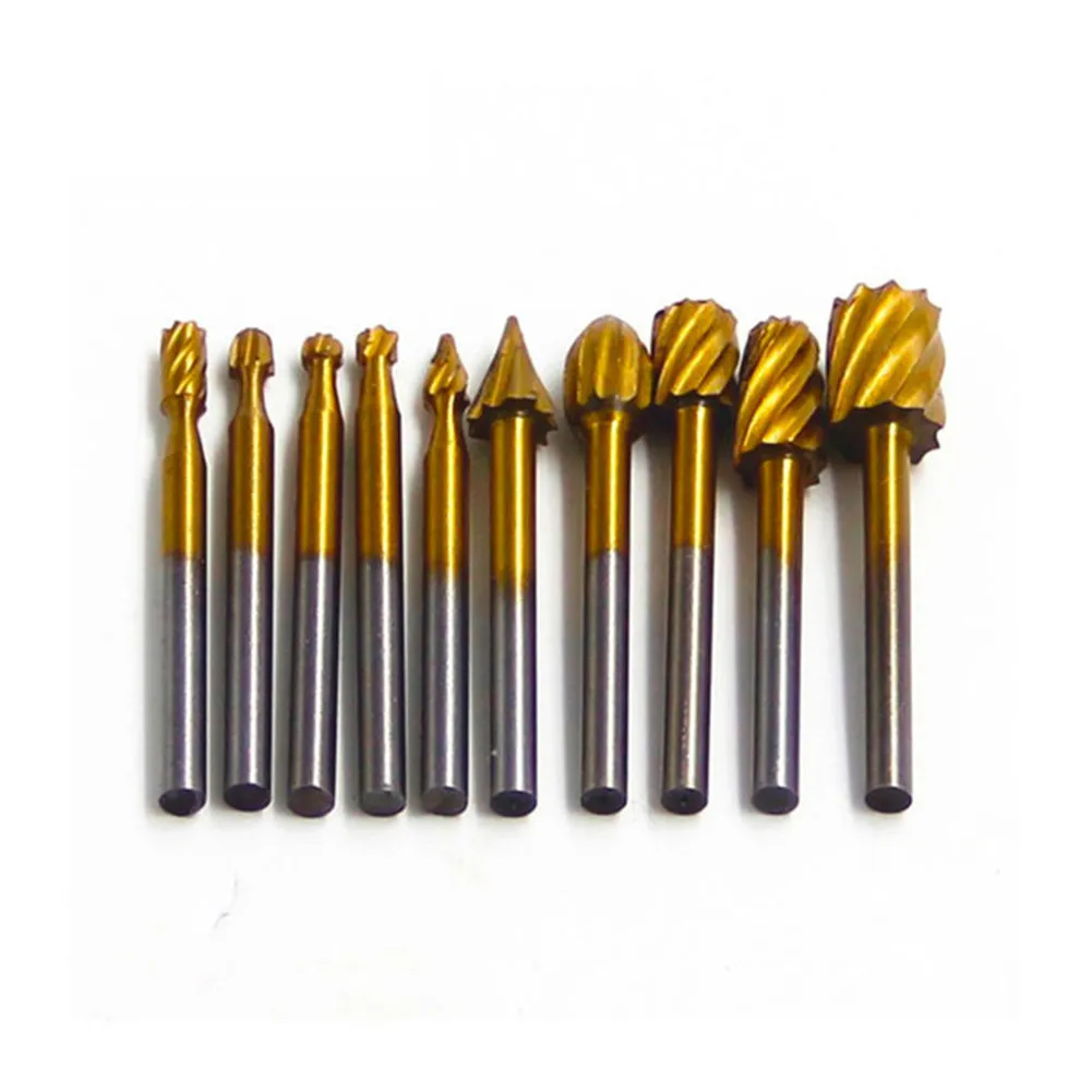 

10pcs Tungsten Carbide Cutting Set Carving Routing Burrs 3mm Shank Kit Die Grinder Bit Electric Grinding Head Power Tools
