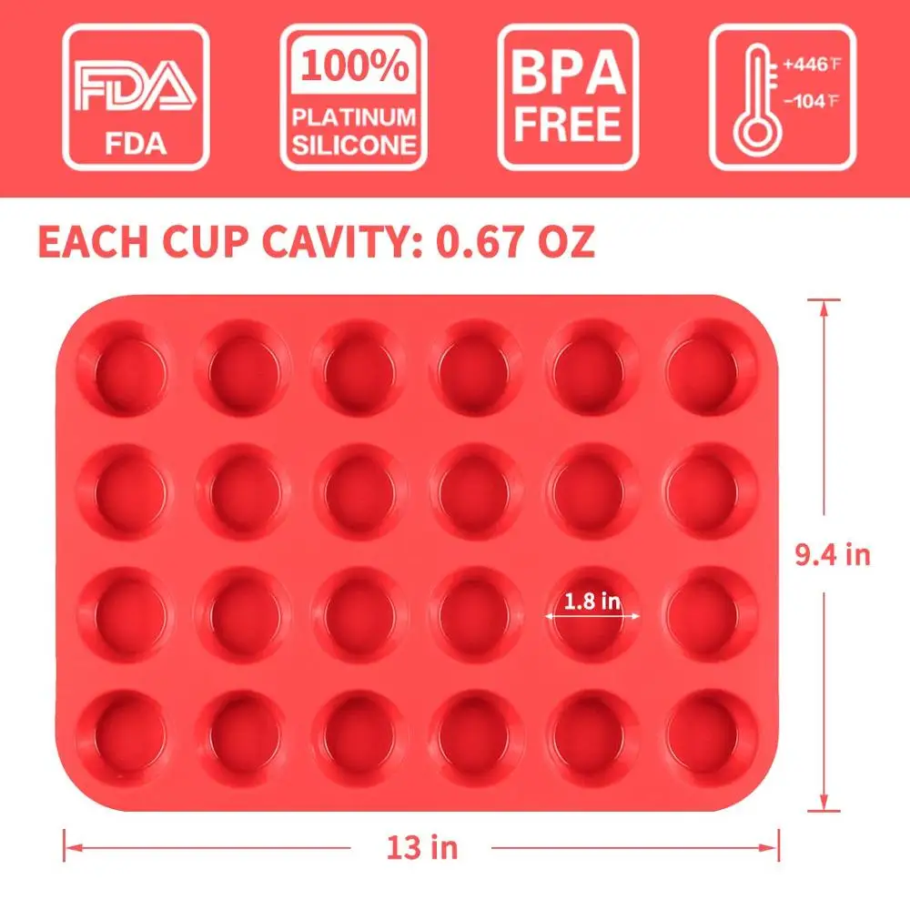 Силиконовая мини-форма для маффинов 24 чашки формы выпечки кексов антипригарные