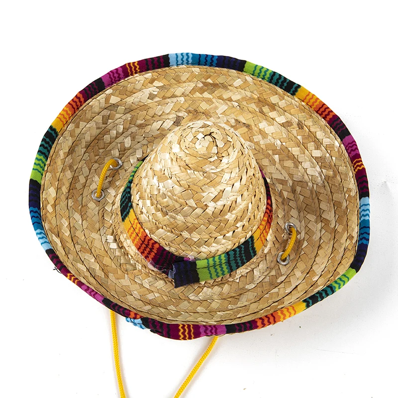 Модная Плетеная соломенная шляпа для домашних животных от солнца кошек сомбреро
